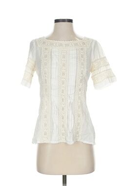 Tory Burch Linen Crochet Top Size 4 White Ivory